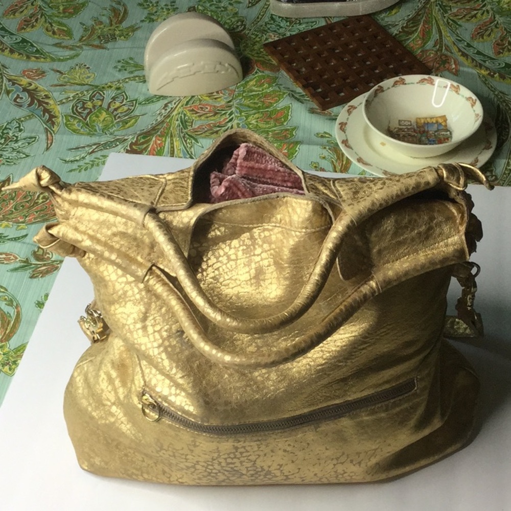 Foley and Corrina leather Gold Satchel Crossbody